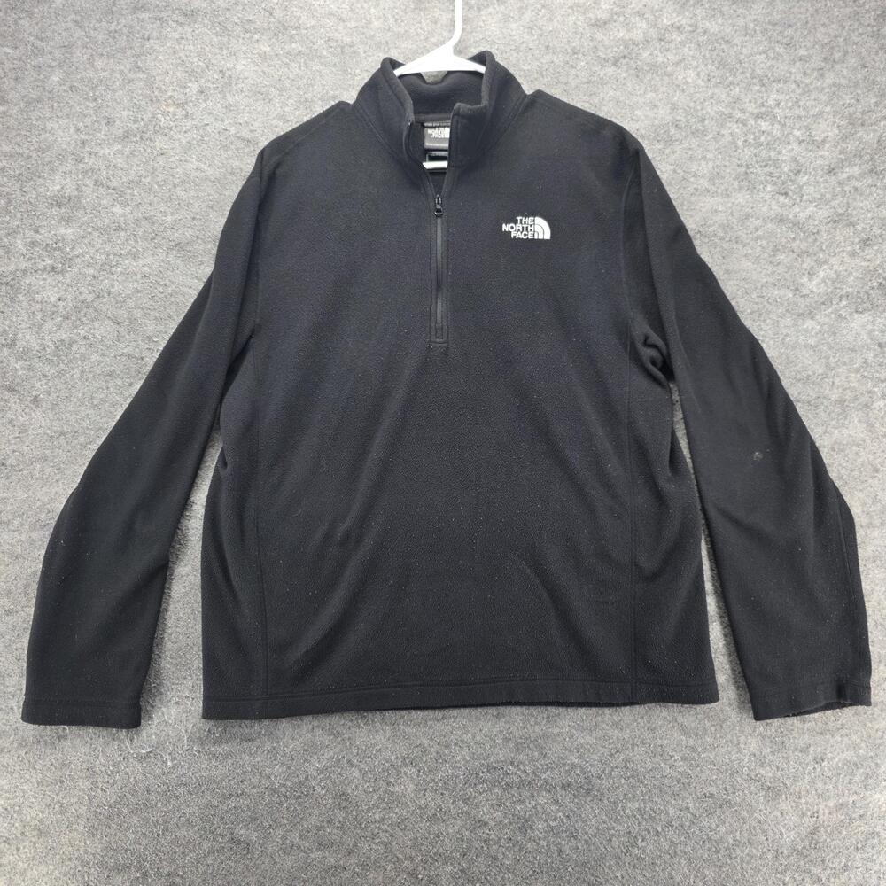The North Face Sweatshirt Mens M Black Pullover 1/4 Zip Pockets Fleece